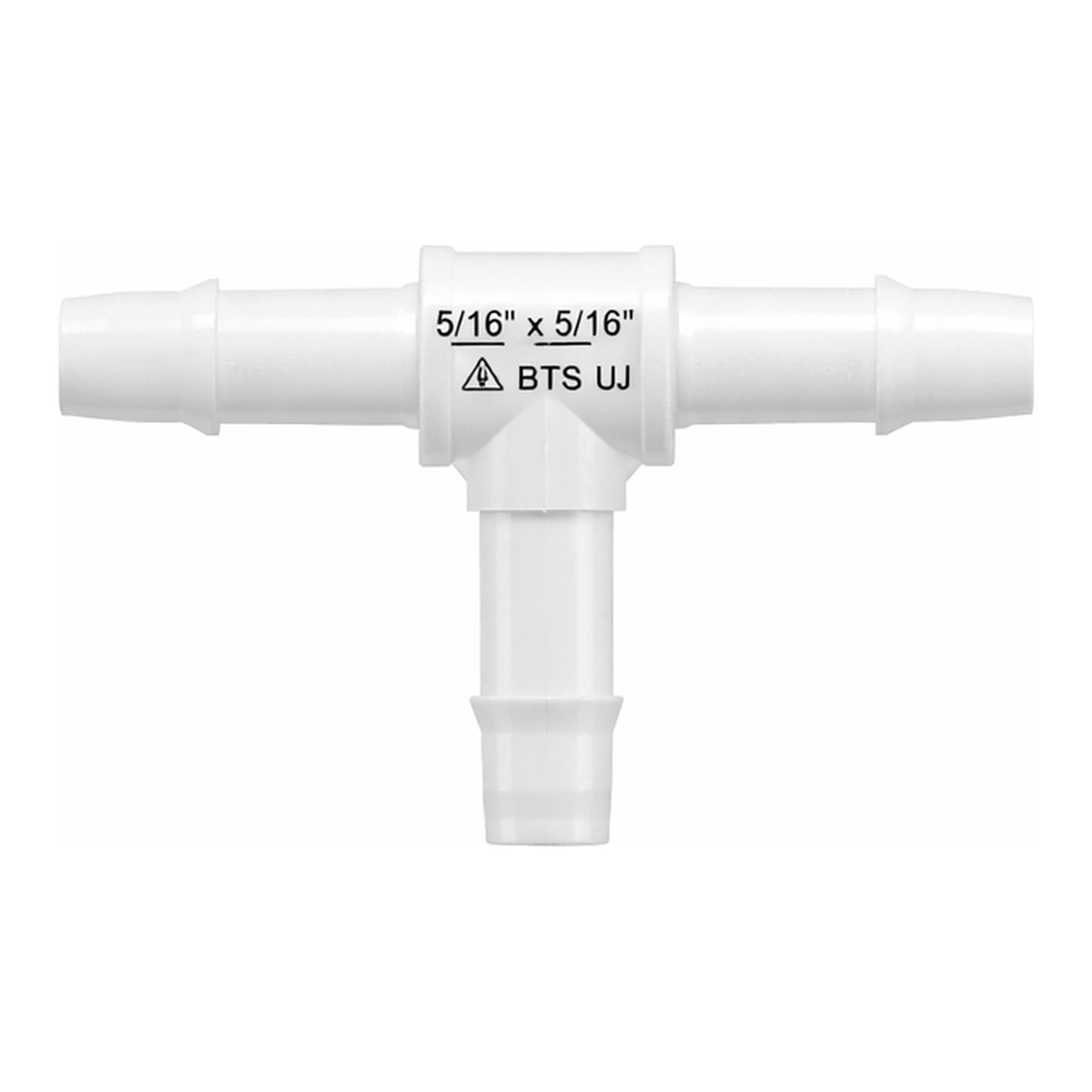 Tee Tube Fitting with 400 Series Barbs, 1/16` (1.6 mm) ID Tubing