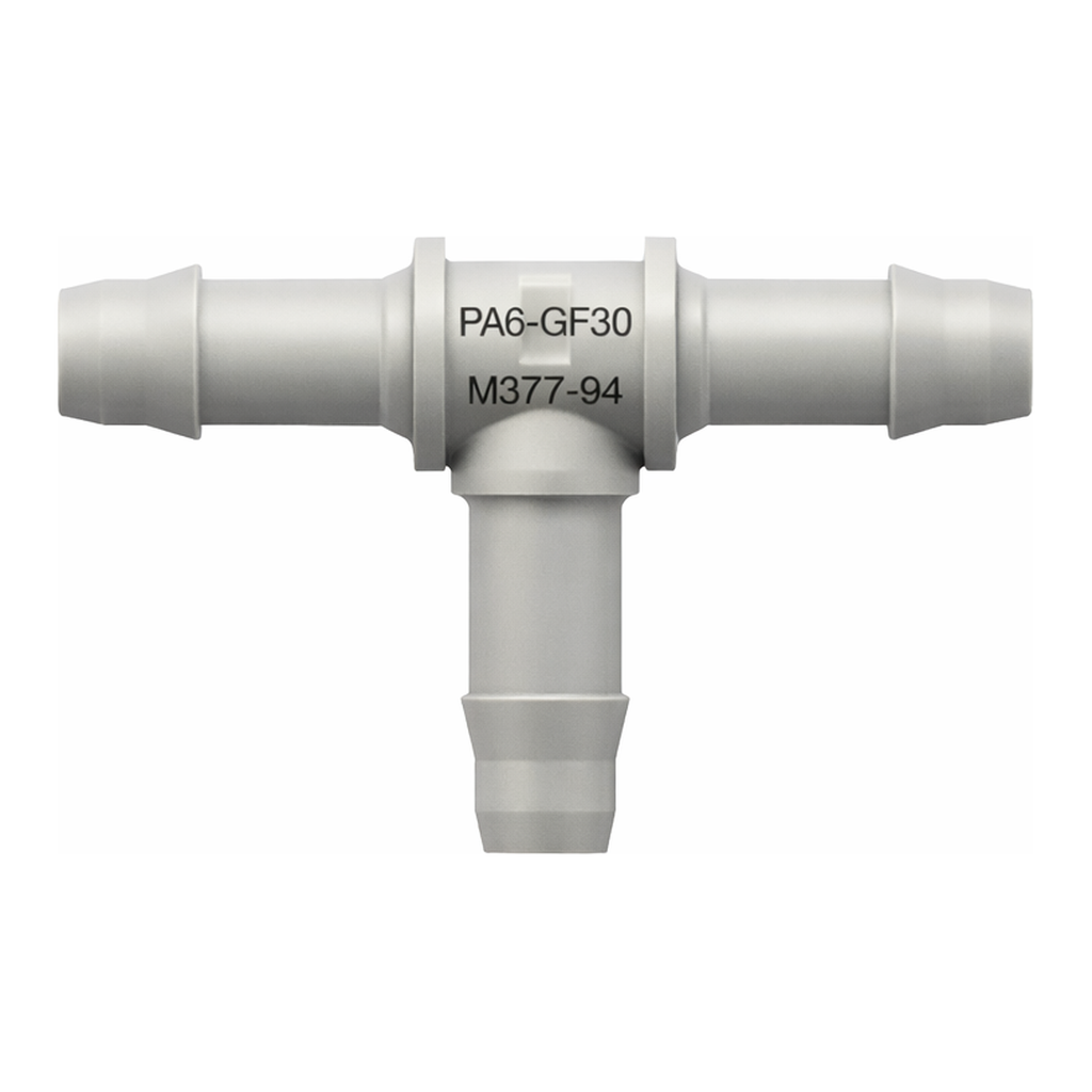 Tee Tube Fitting with 400 Series Barbs, 3/32` (2.4 mm) ID Tubing