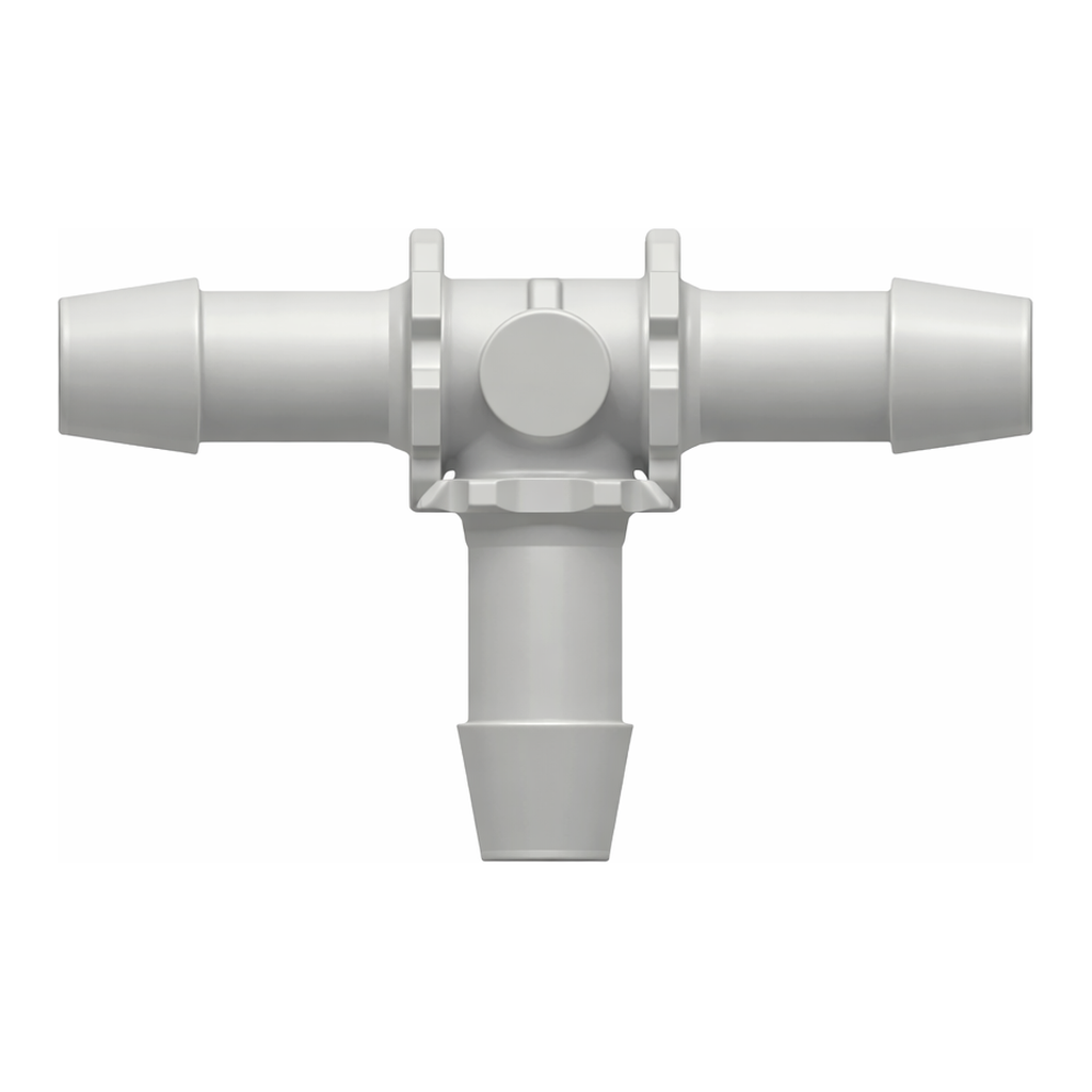 Tee Tube Fitting with 600 Series Barbs, 3/8` (9.5 mm) ID Tubing