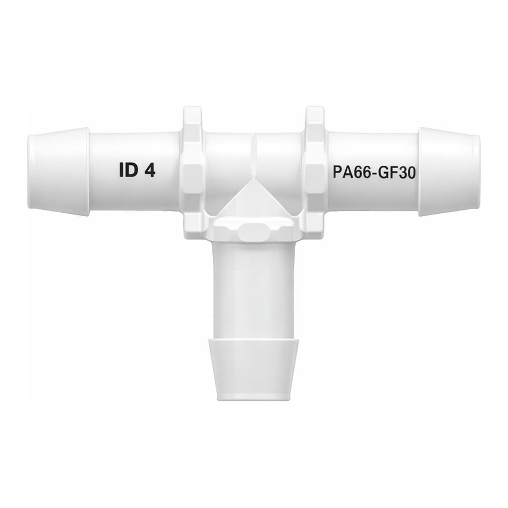 Tee Tube Fitting with 600 Series Barbs, 5/8` (16.0 mm) ID Tubing