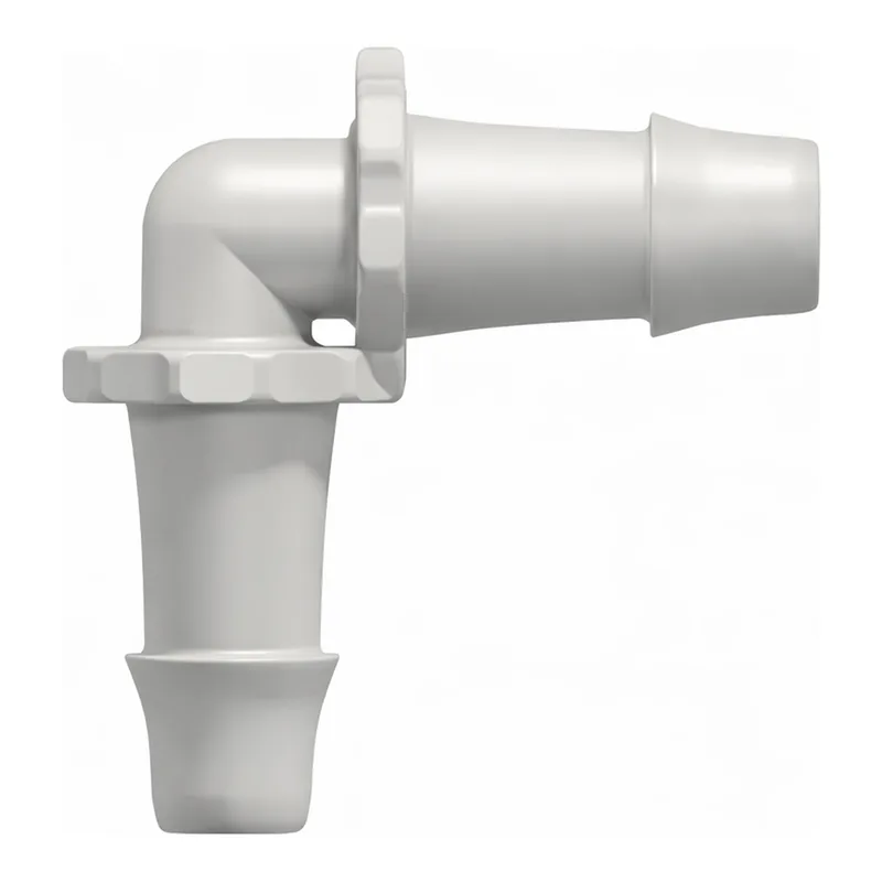 Elbow Tube Fitting with 500 Series Barbs, 5/8` (16.0 mm) ID Tubing
