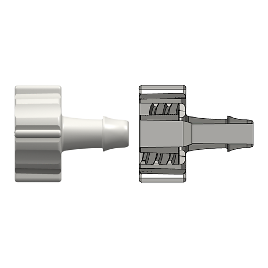 Male Large Bore Connector to 500 Series Barb, 3/16` (4.8 mm) ID Tubing