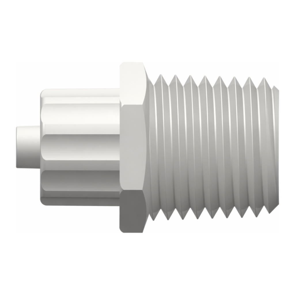 Male Luer Integral Lock Ring with 9/16` Hex to 1/4-18 NPT Thread