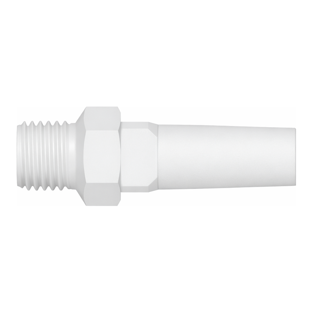 Male Luer to 10-32 Special Tapered Thread (May be used with separate stationary lock ring; MLLR)