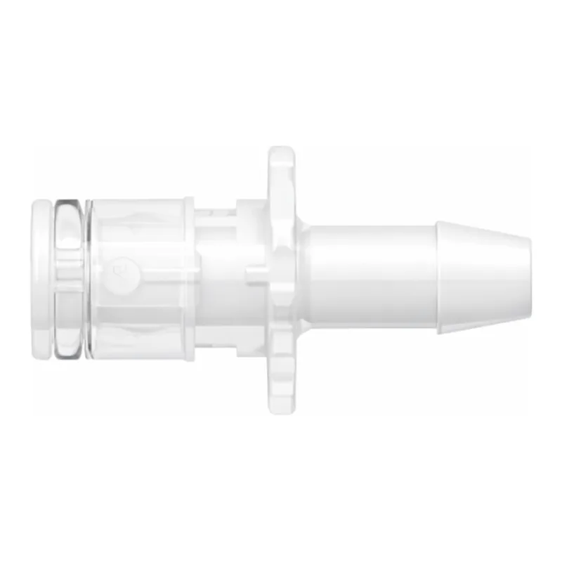RQC Series Male Open Flow Connector, 600 Series Barb, 1/4` (6.4 mm) ID Tubing, Silicone O-Ring
