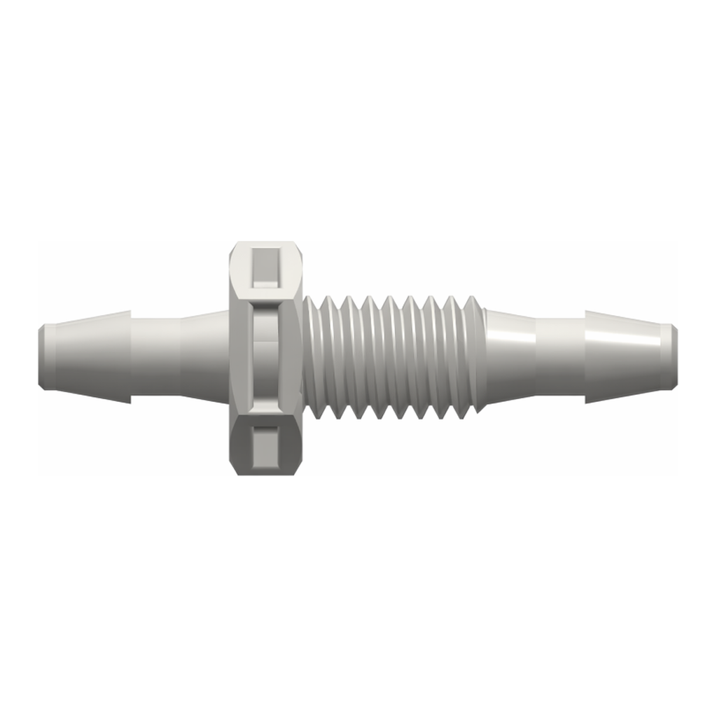 Panel Mount Connector 10-32 UNF to 200 Series Barbs, 3/32` (2.4 mm) ID Tubing