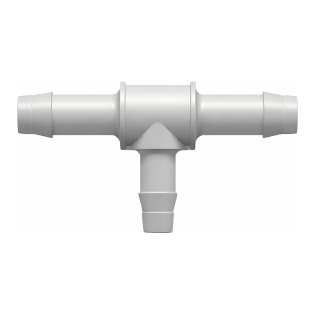Tee Reduction Tube Fitting with 400 Series Barbs, 1/8` (3.2 mm) and 3/32` (2.4 mm) ID Tubing