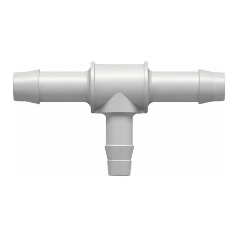 Tee Reduction Tube Fitting with 400 Series Barbs, 1/8` (3.2 mm) and 3/32` (2.4 mm) ID Tubing