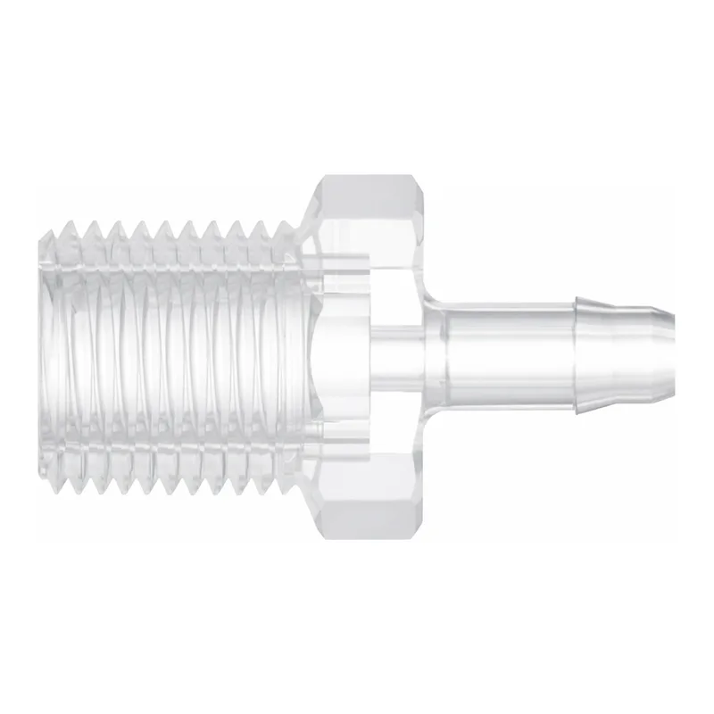 1/8-27 NPT Thread with 7/16` Hex to 400 Series Barb, 1/8` (3.2 mm) ID Tubing