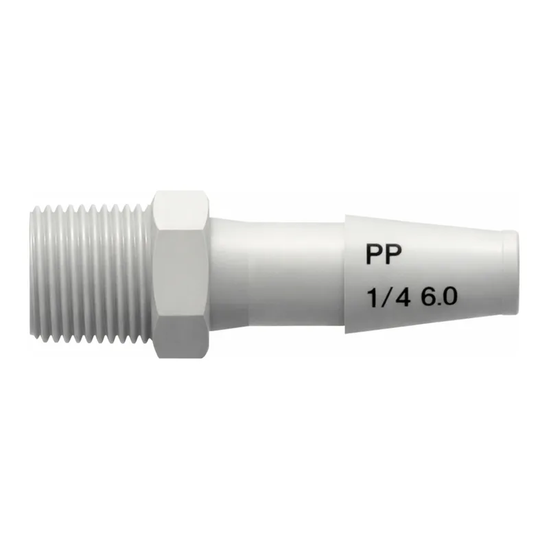 1/8-27 NPT Thread with 7/16` Hex to Classic Series Barb, 1/4` (6.4 mm) ID Tubing