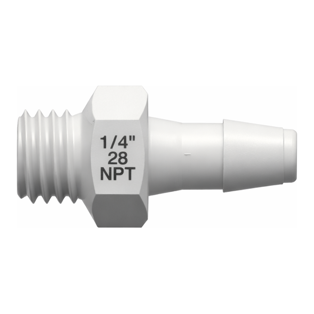 10-32 UNF Thread with 1/4` Hex to 200 Series Barb, 3/32` (2.4 mm) ID Tubing