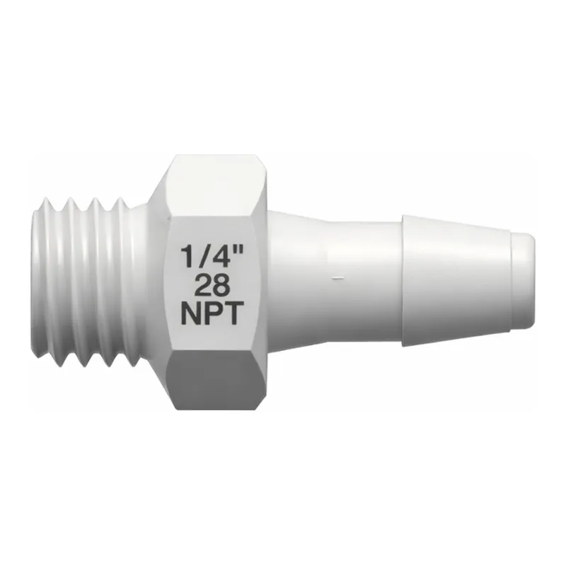 10-32 UNF Thread with 1/4` Hex to 200 Series Barb, 3/32` (2.4 mm) ID Tubing
