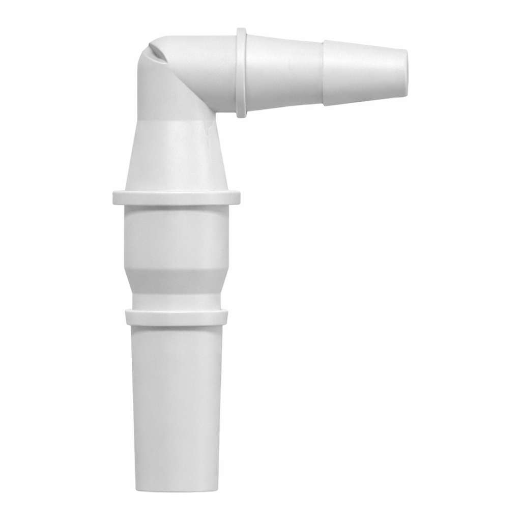 Male Luer to 200 Series Barb Elbow, 3/32` (2.4 mm) ID Tubing (May be used with separate rotating lock ring; FSLLR)