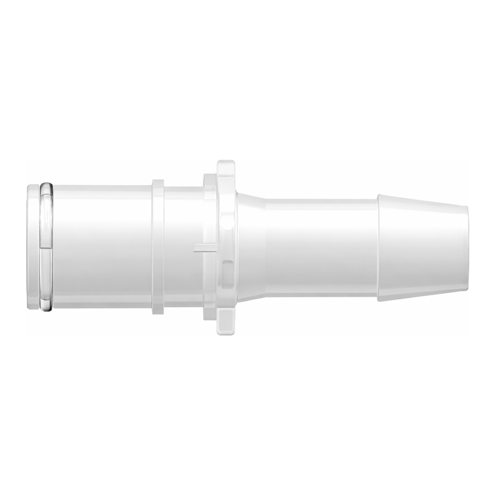 RQX Series Male Open Flow Connector, 600 Series Barb, 1/2` (12.7 mm) ID Tubing, Silicone O-Ring