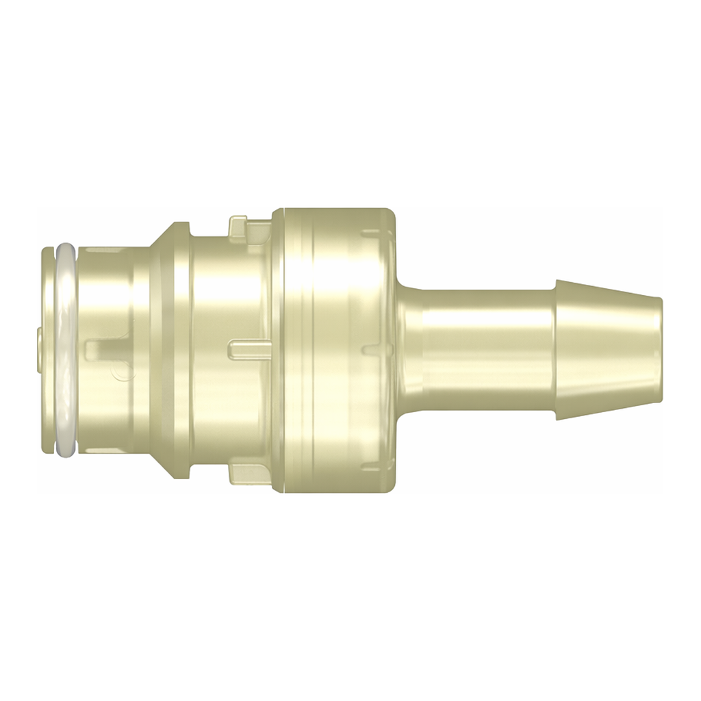 Spaulding Series Aseptic Disconnect Male Open Flow Connector, 600 Series Barb, 3/8" (9.5 mm) ID Tubing, Animal-Free PolySulfone