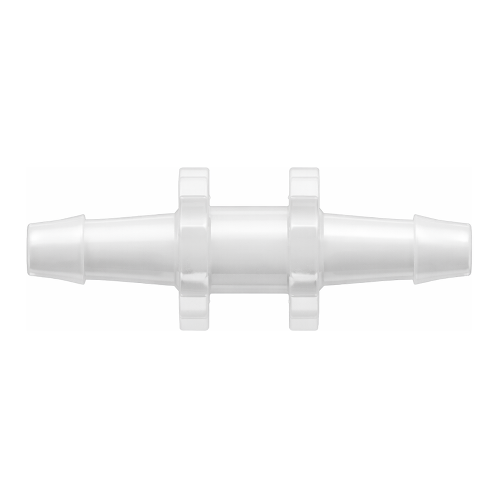 Straight Through Tube Fitting with 500 Series Barbs, 1/16` (1.6 mm) ID Tubing