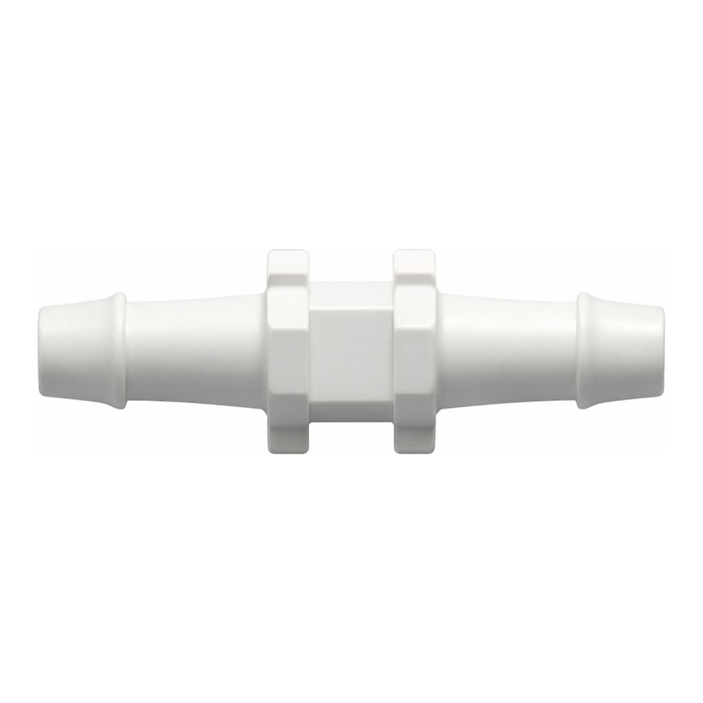 Straight Through Tube Fitting with 500 Series Barbs, 3/32` (2.4 mm) ID Tubing
