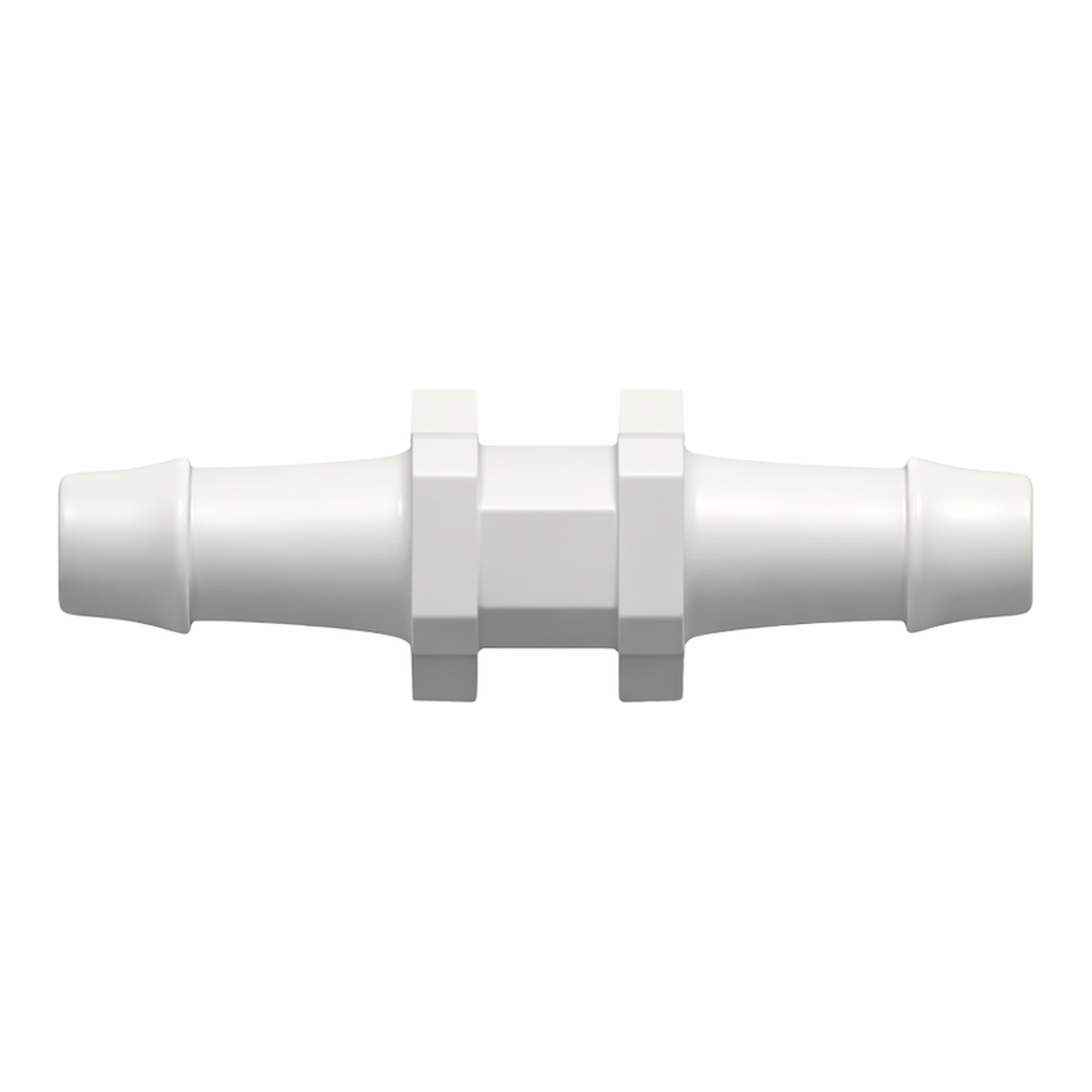 Straight Through Tube Fitting with 500 Series Barbs, 1/8` (3.2 mm) ID Tubing