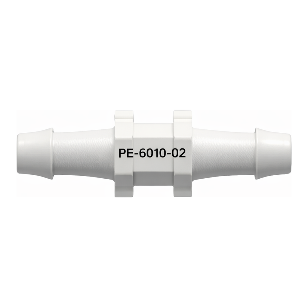 Straight Through Tube Fitting with 500 Series Barbs, 5/32` (4.0 mm) ID Tubing