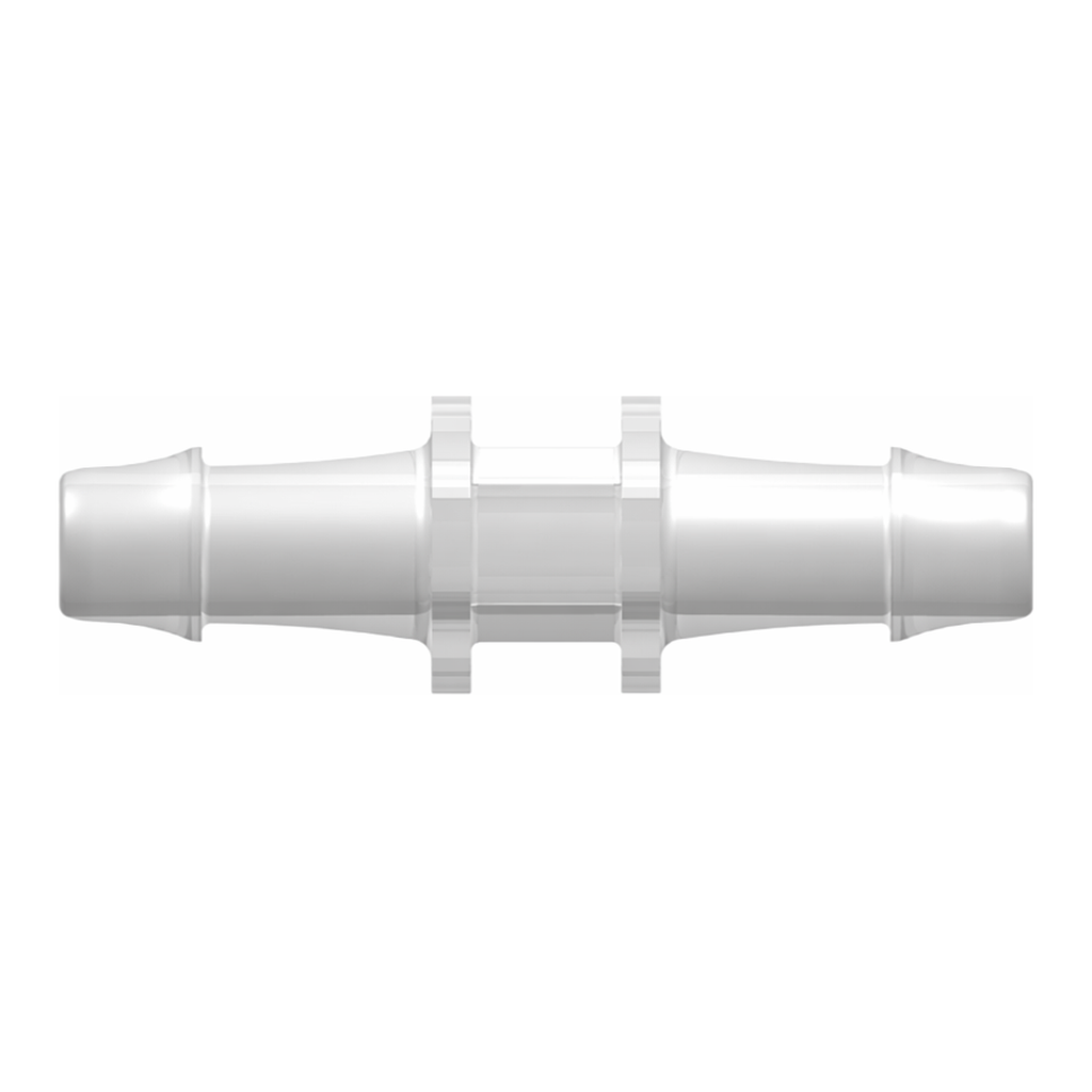 Straight Through Tube Fitting with 500 Series Barbs, 5/16` (8.0 mm) ID Tubing