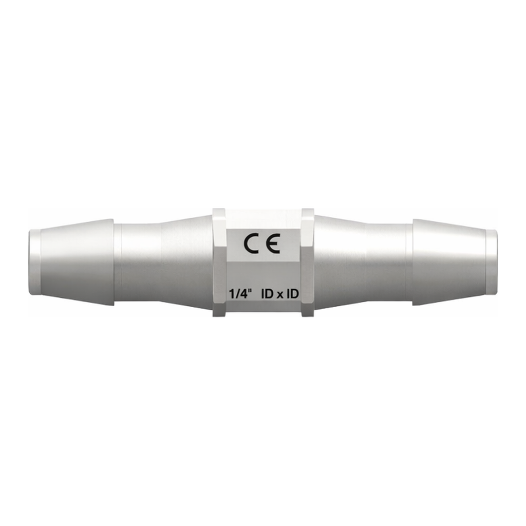 Straight Through Tube Fitting with 200 Series Barbs, 1/8` (3.2 mm) ID Tubing
