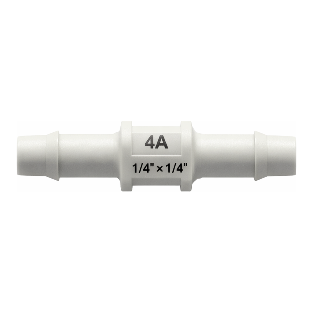 Straight Through Tube Fitting with 400 Series Barbs, 1/16` (1.6 mm) ID Tubing