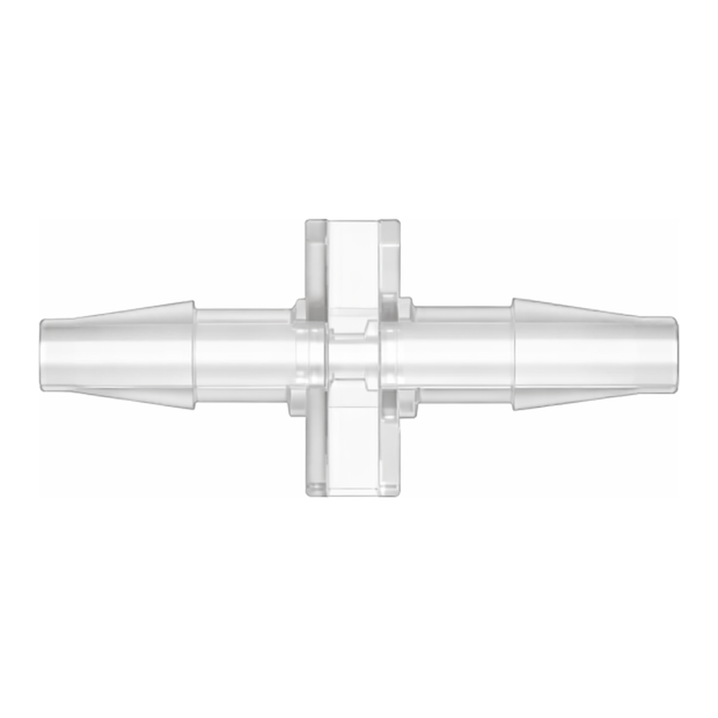 Straight Through Reduction Tube Fitting with Classic Series Barbs, 3/32` (2.4 mm) and 1/16` (1.6 mm) ID Tubing