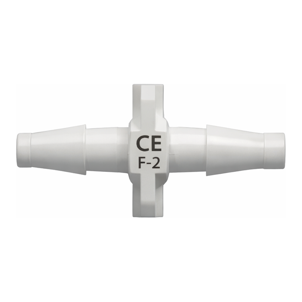 Straight Through Reduction Tube Fitting with Classic Series Barbs, 1/8` (3.2 mm) and 3/32` (2.4 mm) ID Tubing