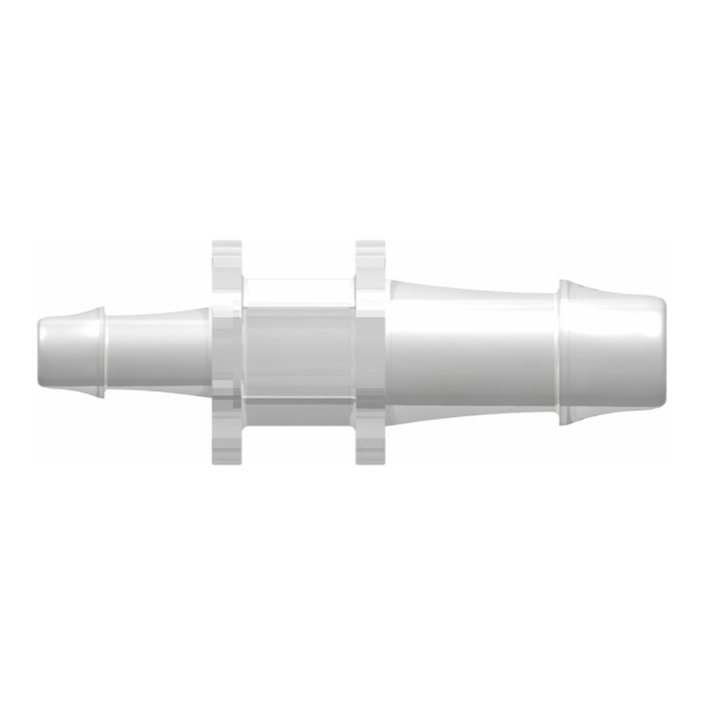Straight Through Reduction Tube Fitting with 500 Series Barbs, 5/16` (8.0 mm) and 3/16` (4.8 mm) ID Tubing