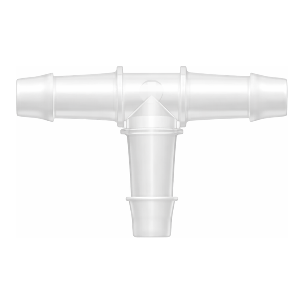 Tee Tube Fitting with 500 Series Barbs, 1/4` (6.4 mm) ID Tubing