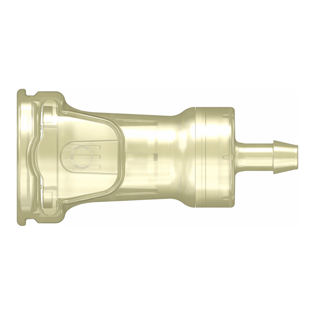 Spaulding Series Aseptic Disconnect Female Valved Connector, 600 Series Barb, 1/4` (6.4 mm) ID Tubing, Animal-Free PolySulfone
