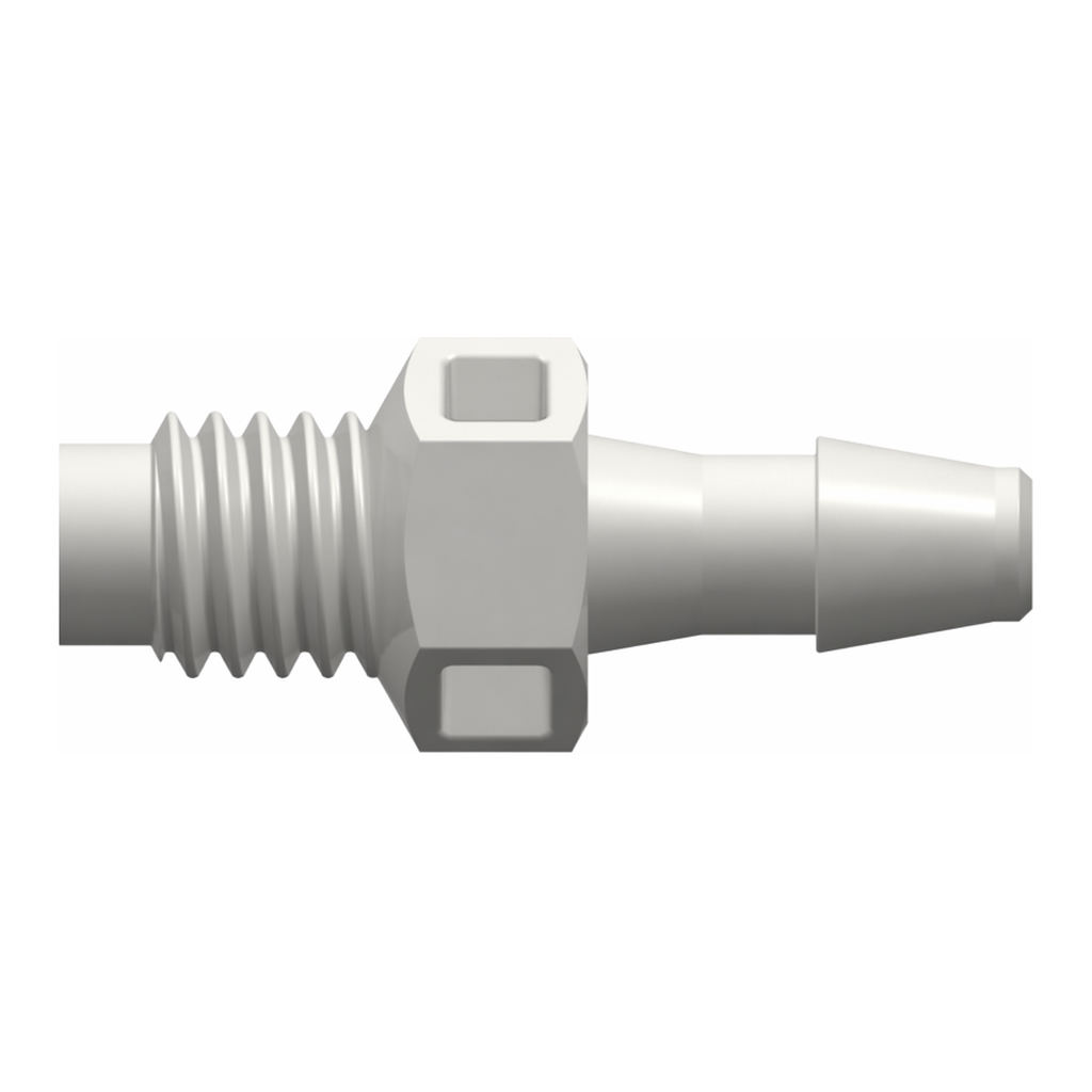 M6x1 Thread with 5/16` Hex to 200 Series Barb, 1/8` (3.2 mm) ID Tubing