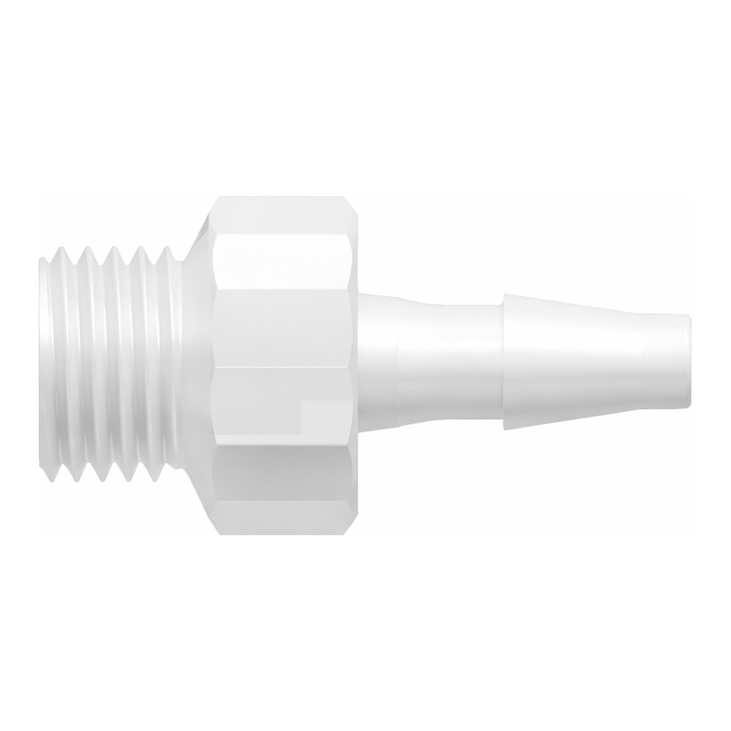 1/4-28 UNF Thread with 5/16` Hex to Classic Series Barb, 3/32` (2.4 mm) ID Tubing