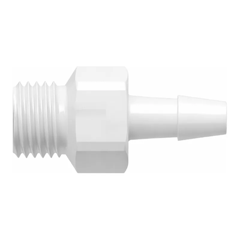 1/4-28 UNF Thread with 5/16` Hex to 200 Series Barb, 3/32` (2.4 mm) ID Tubing