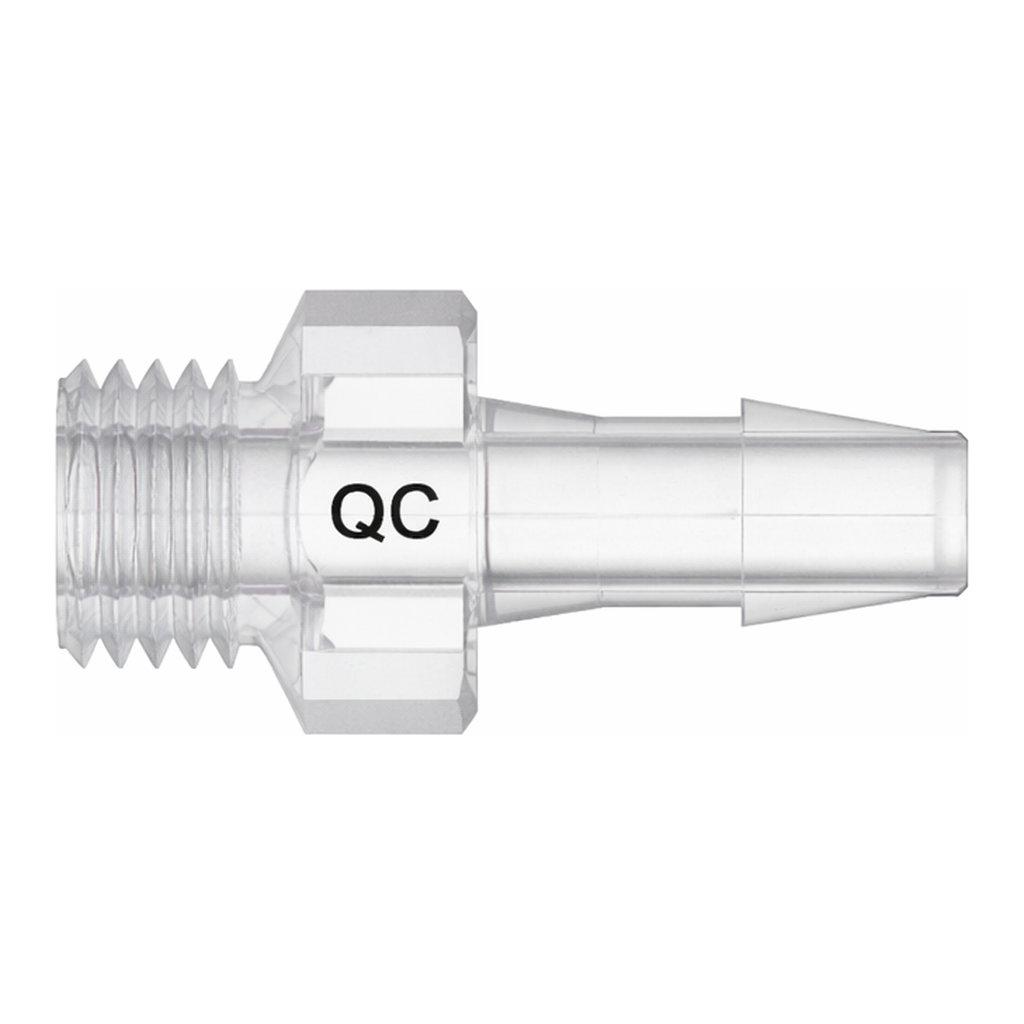 1/4-28 UNF Thread with 5/16` Hex to 200 Series Barb, 1/8` (3.2 mm) ID Tubing