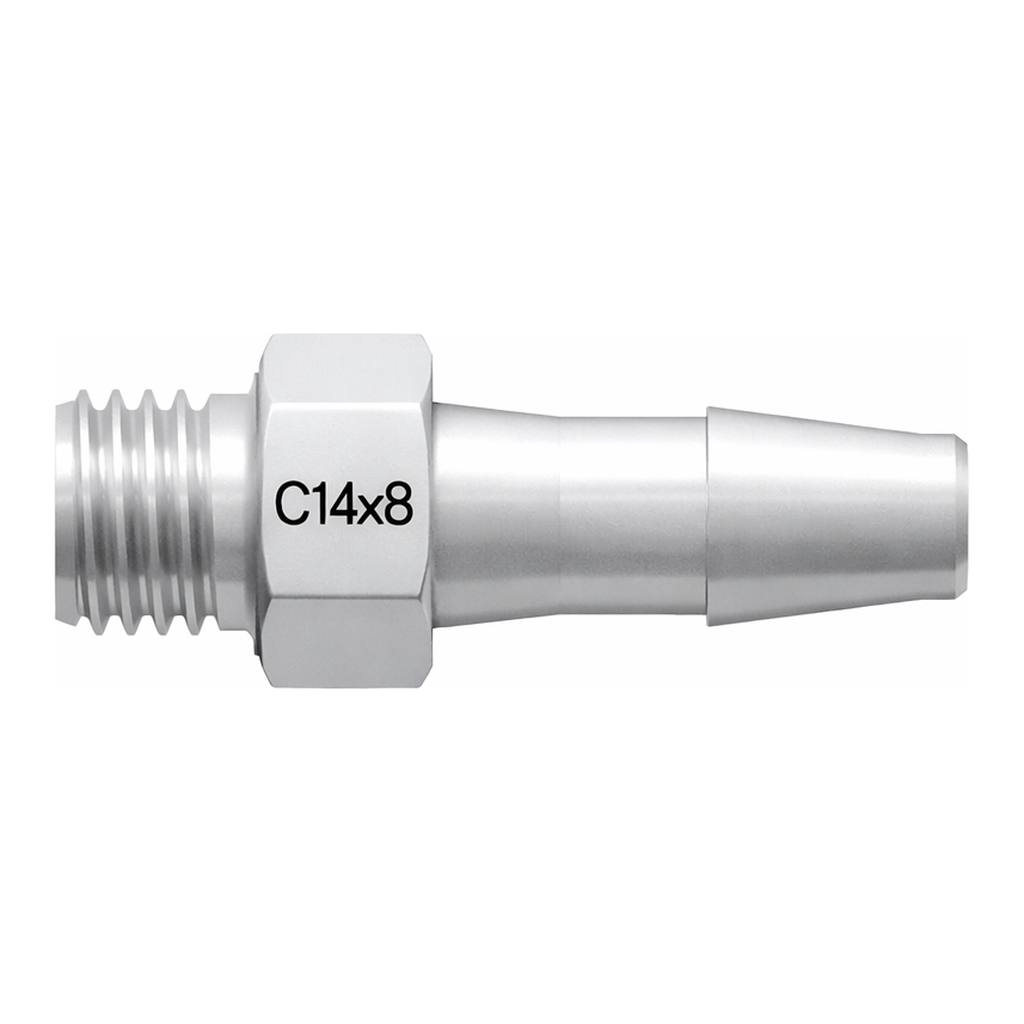 1/4-28 UNF Thread with 5/16` Hex to 200 Series Barb, 5/32` (4.0 mm) ID Tubing