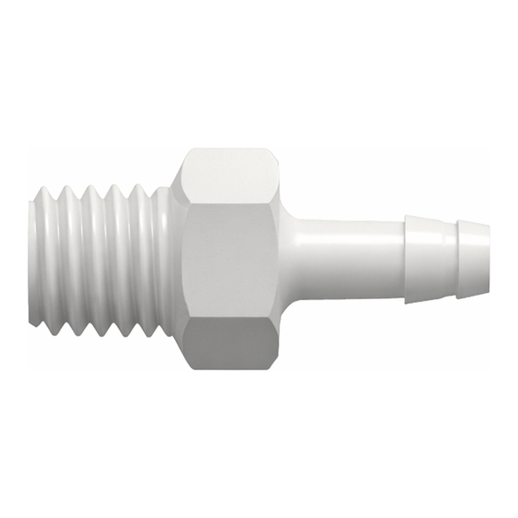10-32 Special Tapered Thread with 1/4` Hex to 400 Series Barb, 3/32` (2.4 mm) ID Tubing