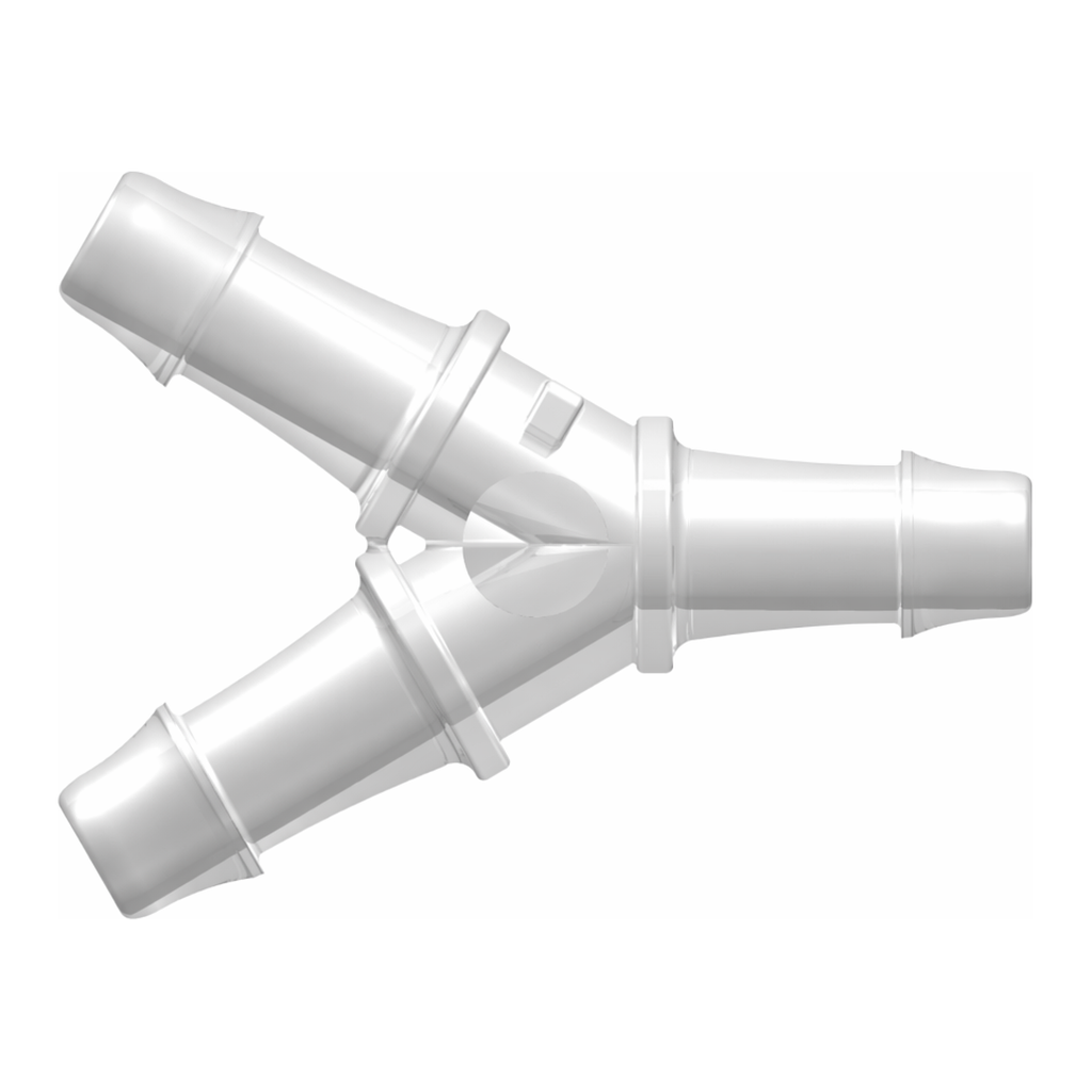 Y Tube Fitting with 500 Series Barbs, 1/4` (6.4 mm) ID Tubing