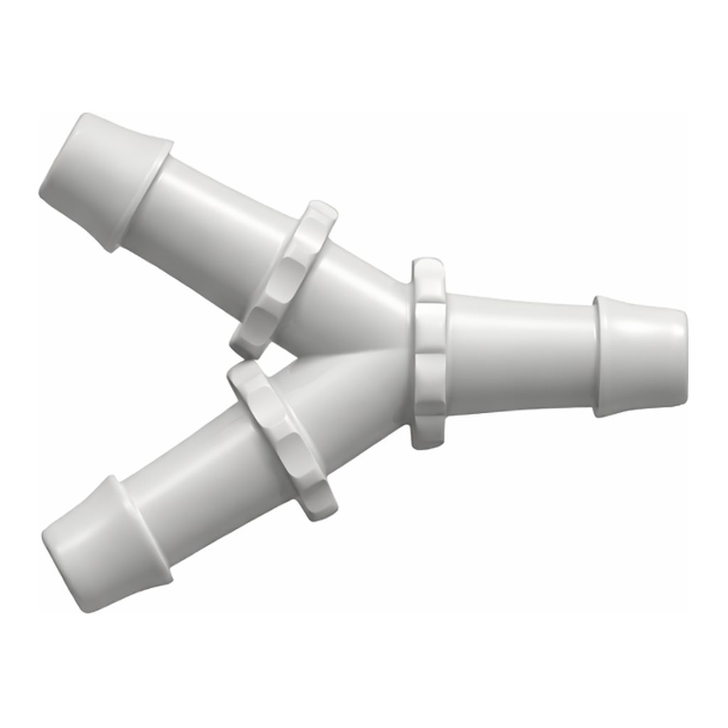 Y Tube Fitting with 500 Series Barbs, 5/8` (16.0 mm) ID Tubing