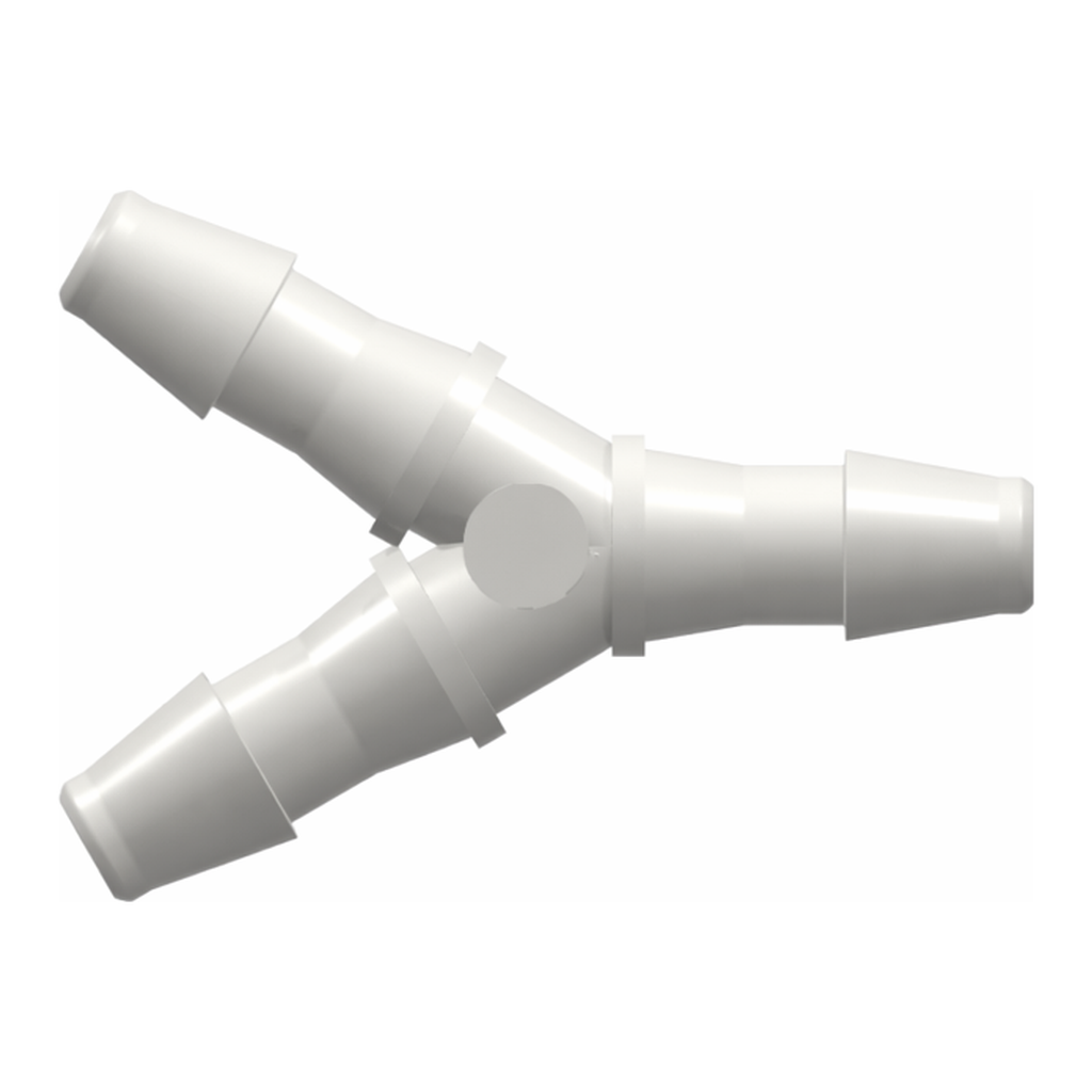 Y Tube Fitting with 200 Series Barbs, 1/16` (1.6 mm) ID Tubing