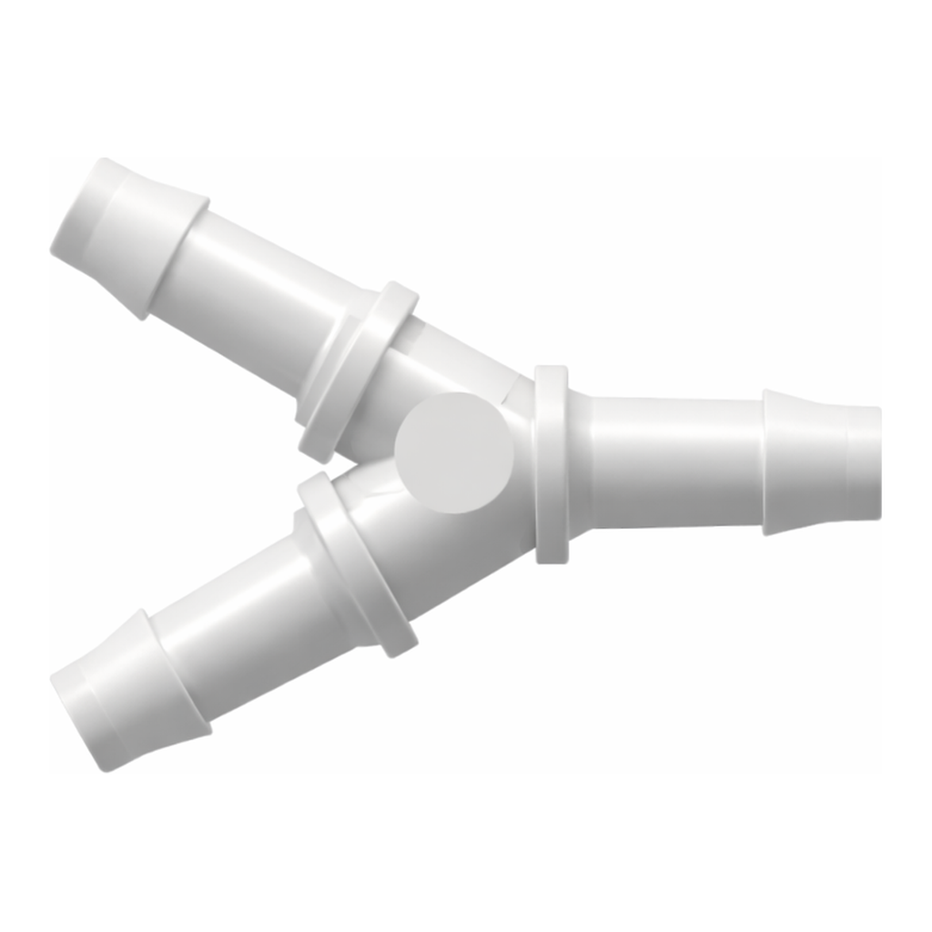 Y Tube Fitting with 400 Series Barbs, 3/32` (2.4 mm) ID Tubing