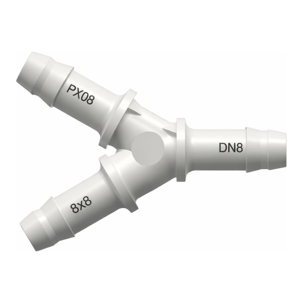 Y Tube Fitting with 400 Series Barbs, 3/16` (4.8 mm) ID Tubing
