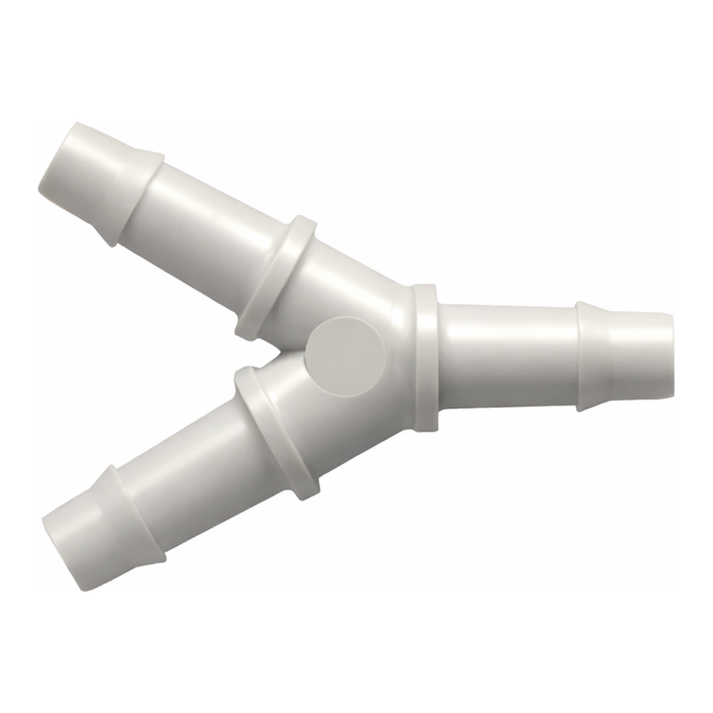 Y Tube Fitting with 400 Series Barbs, 1/4` (6.4 mm) ID Tubing