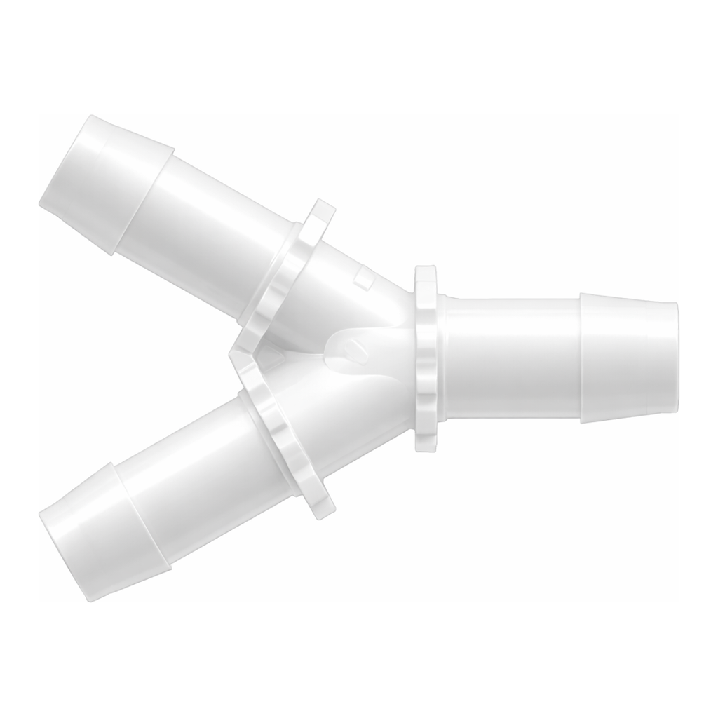 Y Connector with 600 Series Barbs, 3/4` (19.0 mm) ID Tubing