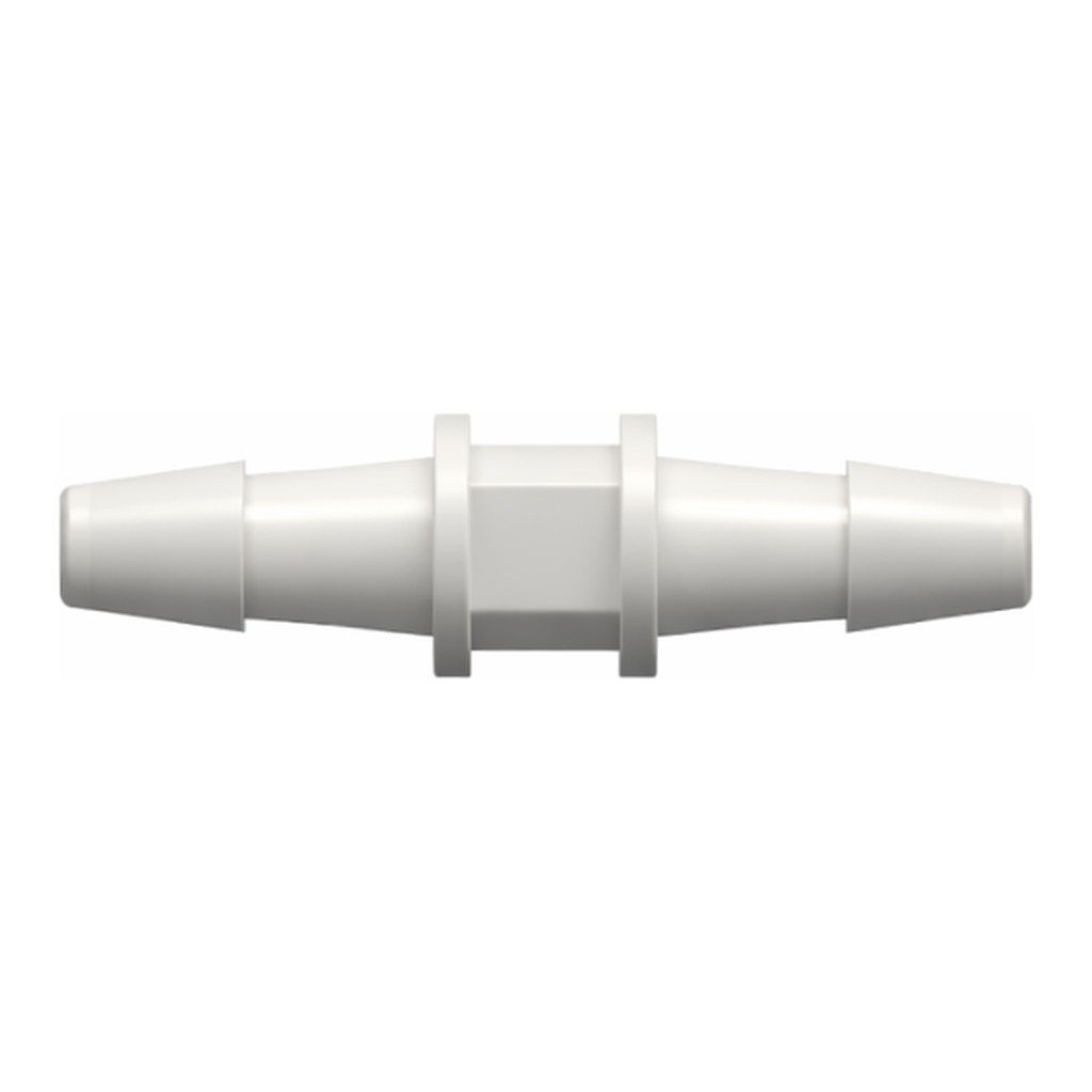 Straight Through Tube Fitting with 200 Series Barbs, 3/32` (2.4 mm) ID Tubing