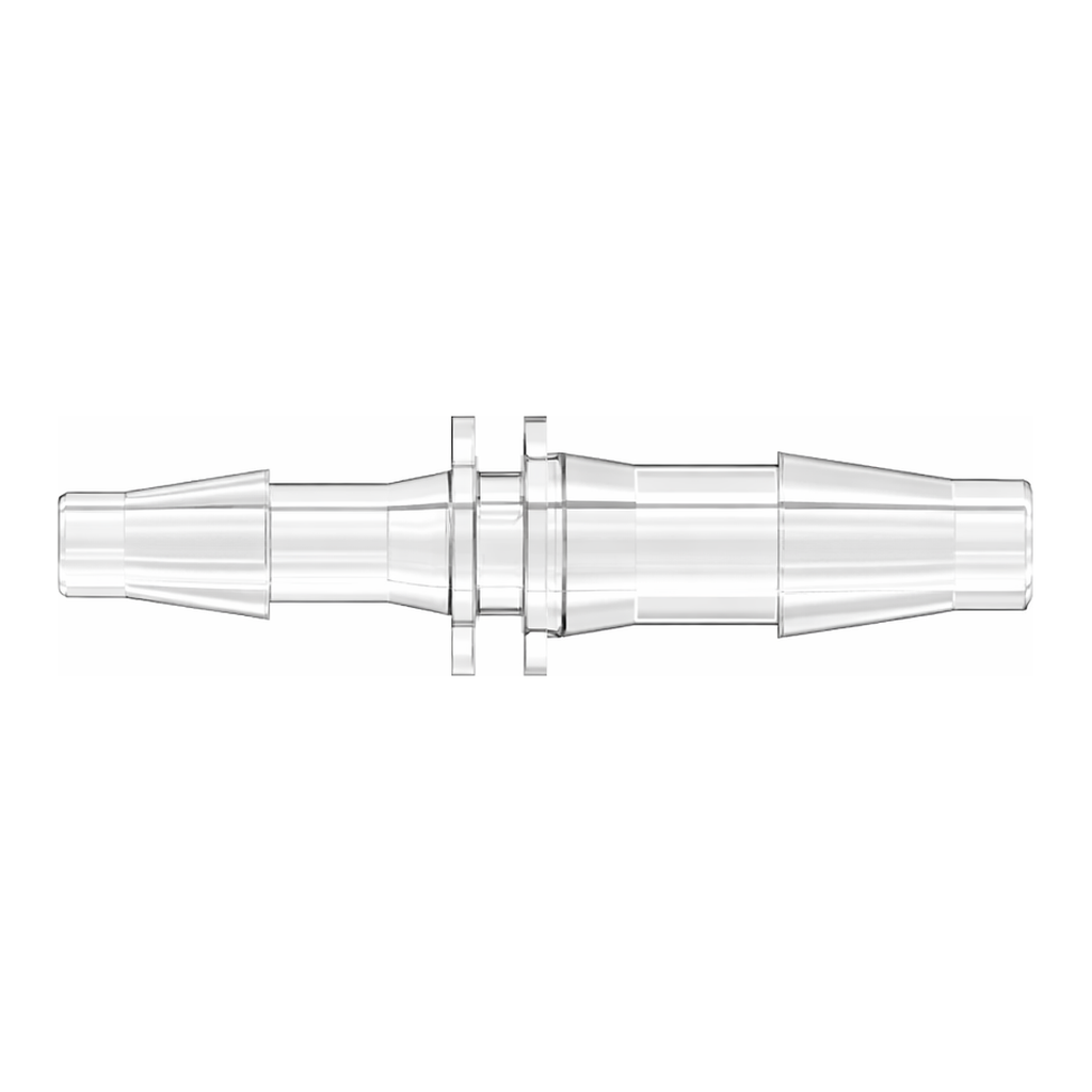 Straight Through Reduction Tube Fitting with Classic Series Barbs, 5/32` (4.0 mm) and 1/8` (3.2 mm) ID Tubing