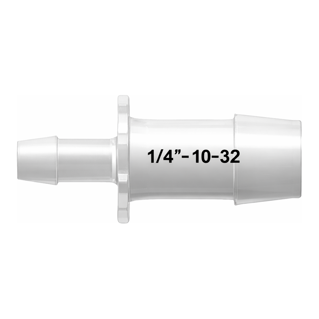 Straight Through Reduction Tube Fitting with 600 Series Barbs, 3/4` (19 mm) and 3/8` (9.5 mm) ID Tubing
