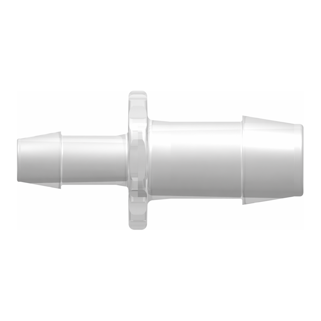 Straight Through Reduction Tube Fitting with 600 Series Barbs, 5/8` (16.0 mm) and 3/8` (9.5 mm) ID Tubing
