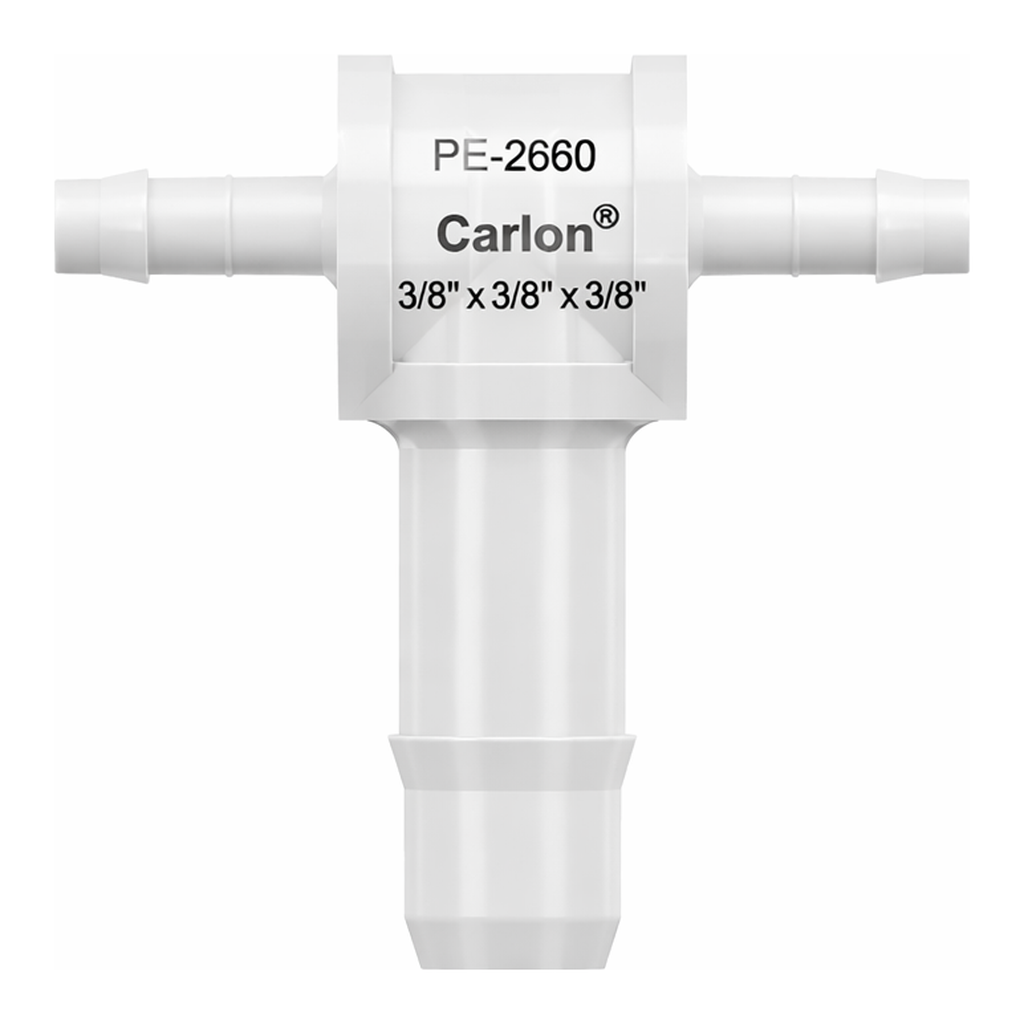Tee Reduction Tube Fitting with 400 Series Barbs, 1/16` (1.6 mm) and 1/8` (3.2 mm) ID Tubing