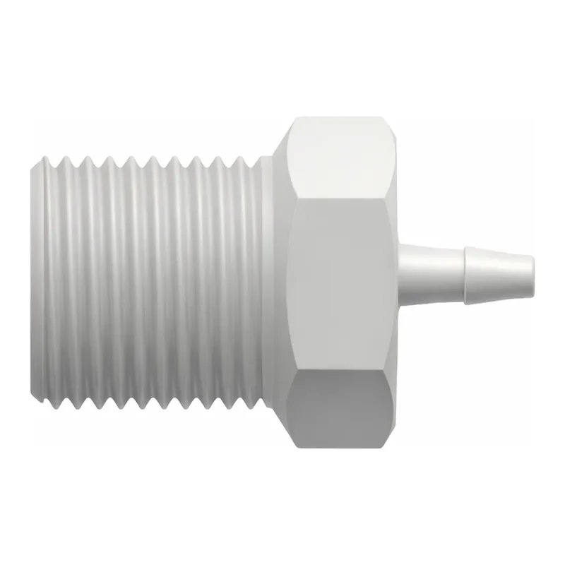 1/8-27 NPT Thread with 7/16` Hex to 200 Series Barb, 1/16` (1.6 mm) ID Tubing